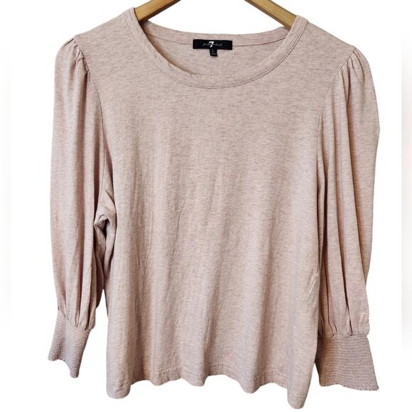 7 For All Mankind Poof Puff Sleeve boxy top Large - Picture 1 of 6